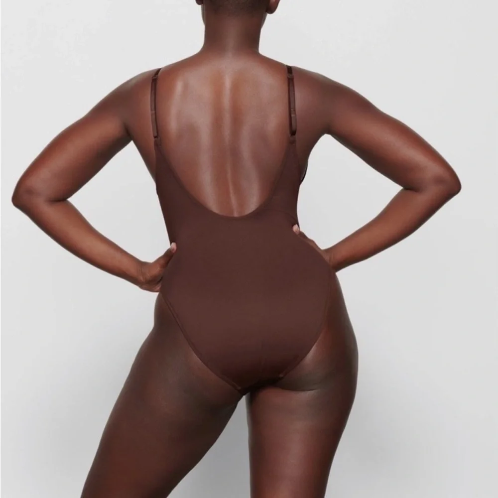 NWT Skims Scoop neck Brown One-Piece Swimsuit new bathing suit cocoa Brown sz XL
